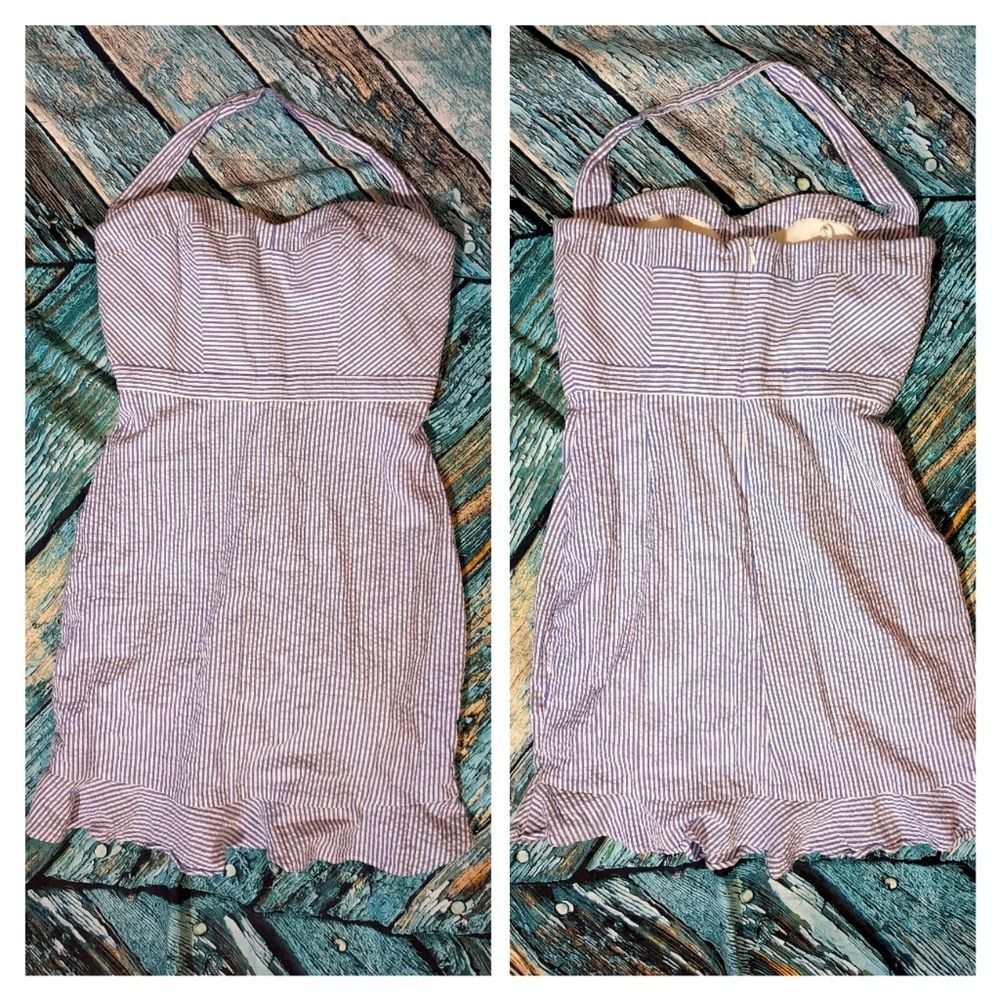 J. Crew Size 8 Petite Striped Halter Mini Dress Nautical Boat Summer Vacation
